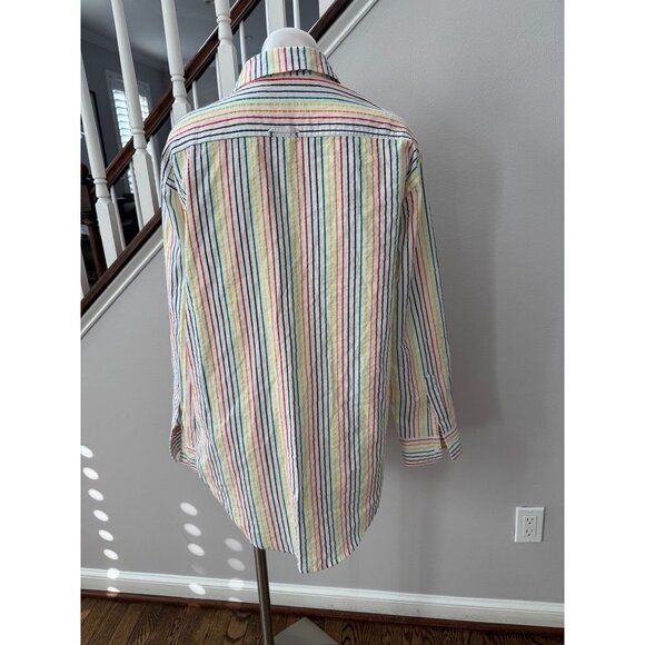 Solid & Striped Women Shirt Top Rainbow Stripe Button Down Small - Picture 2 of 3
